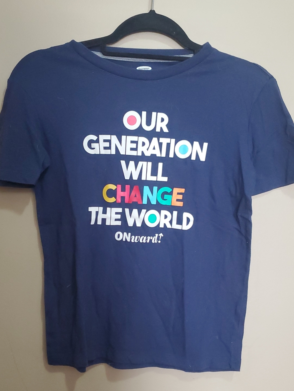 Old Navy Short-Sleeve Graphic Tee with Multicolor Lettering Size Large(10-12)